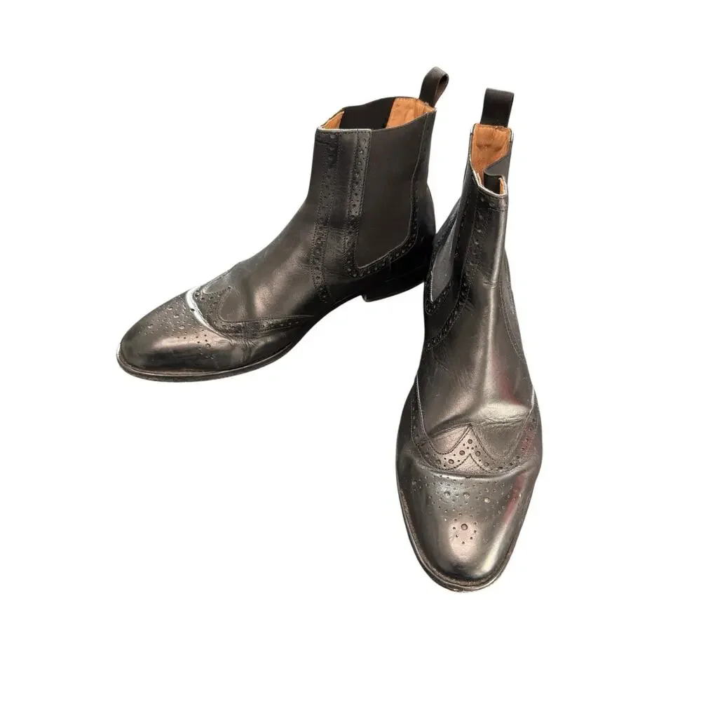 3DM Lifestyle Men's Black Chelsea‎ Brogue Ankle Boots Dressy Size 10 - 10 1/2